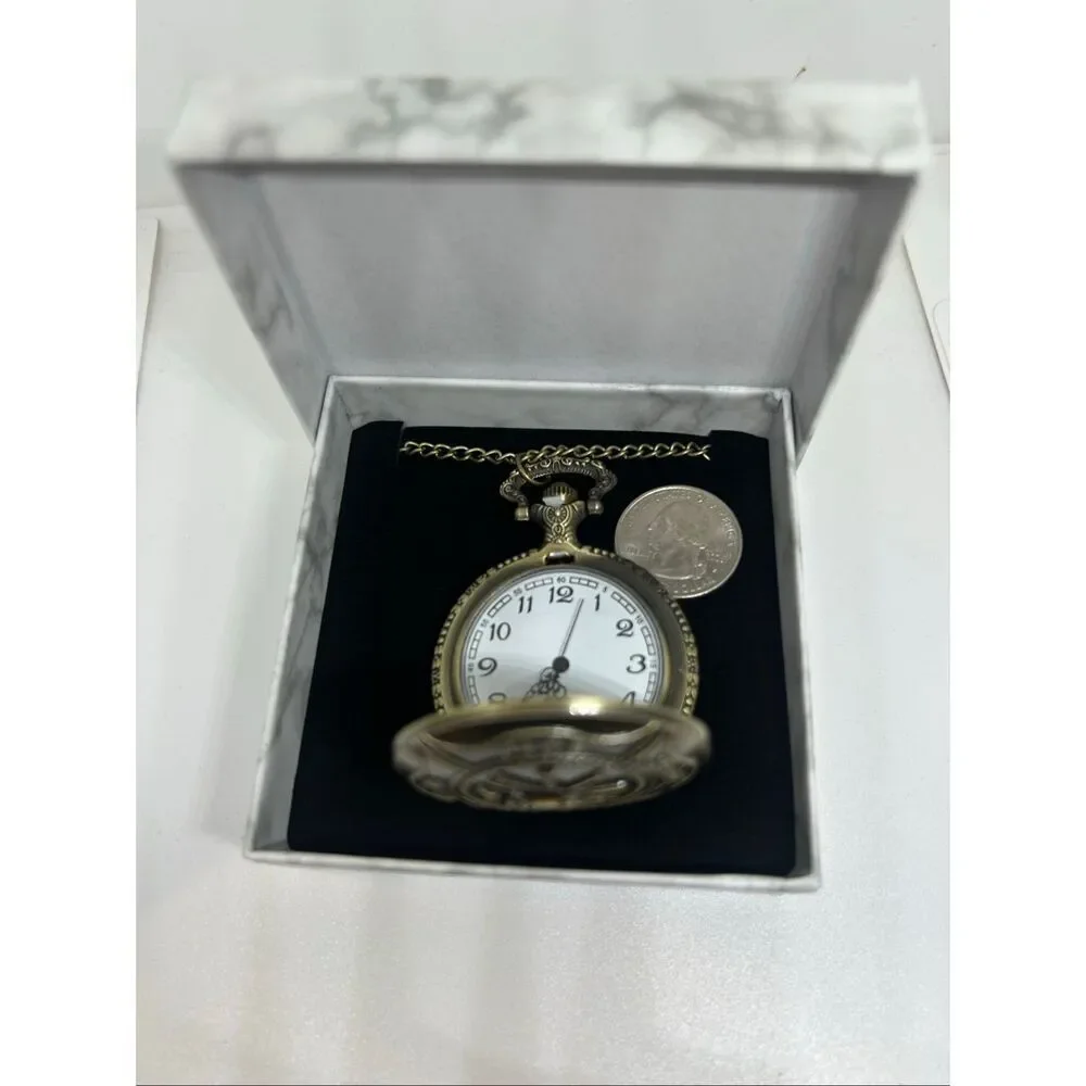 🚒 Firefighter Pocket Watch Necklace – Antique Bronze – Fire Dept Gift – With Bo